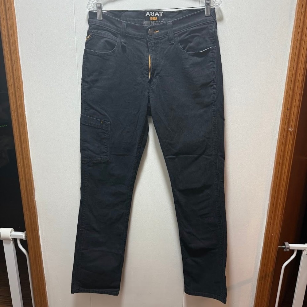 Ariat Rebar M4 Low Rise Work Pants‎ Mens 32x34 Black Canvas Utility Straight Leg